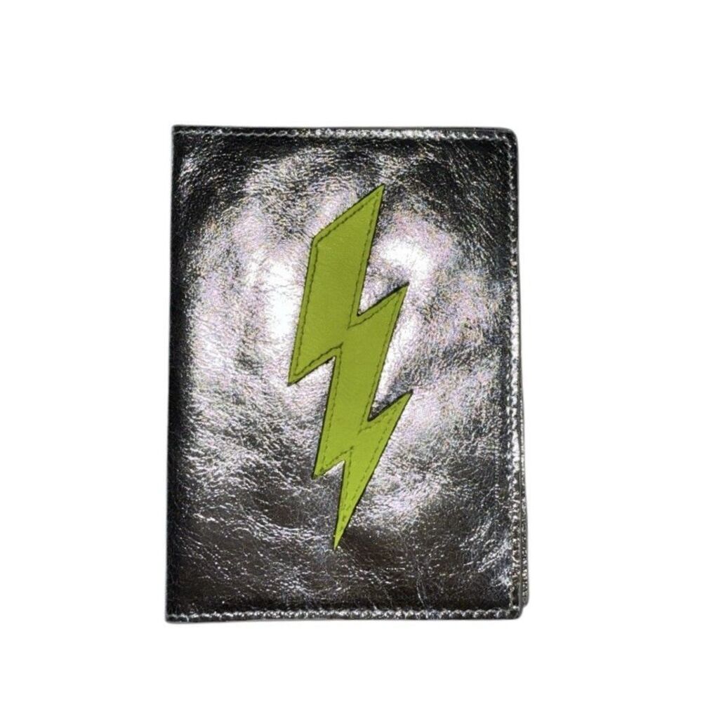 Leather Passport Holder Handmade USA Cover Travel Document Case Metallic Silver